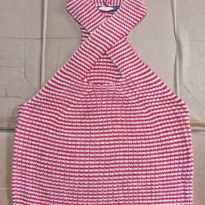 Women's Casual Short <b>Striped</b> Halter <b>Crop</b> <b>Top</b> 220g All Seasons Wholesale OEM ODM Crisscross Keyhole Cutout Sleeveless Knit Bulk - Product Image 4