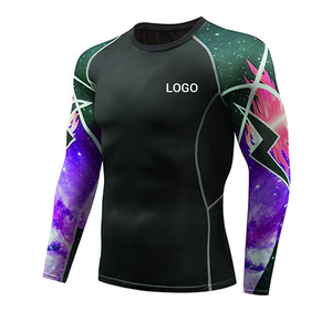 เสื้อรัดรูป MMA ดีไซน์ล่าสุดสำหรับผู้ชาย แบบสั่งทำพิเศษ พิมพ์โลโก้ของคุณเอง แขนเสื้อแบบแร็กแลน พิมพ์ลายด้วยความร้อน ระบายอากาศได้ดี แห้งเร็ว - Product Image 1