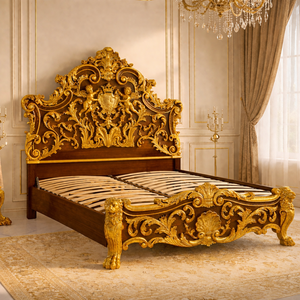Juego de Cama Queen Size Estilo Palacio Rococó, Estilo Castillo Maharaja, Muebles de Dormitorio de Madera de Teca, Muebles de Dormitorio Reales Personalizados, EE. UU. - Product Image 5