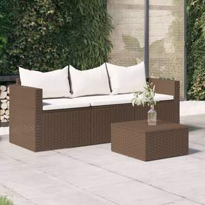 Sofá Modular de Jardín de 3 Plazas en Ratán Sintético Marrón para Patio - Product Image 1