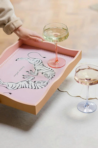 Decorative Display Animal Print Stylish Vanity Organizer Unique Gift for Modern Homes Pink Zebra Art Lacquer Serving Tray - Product Image 5