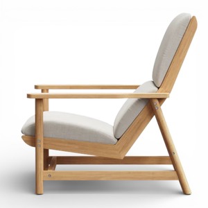 Sillón de Jardín de Madera de Teca Indonesia con Cojines de Tela Impermeable para Conjuntos de Muebles de Jardín y Patio de Lujo - Product Image 3