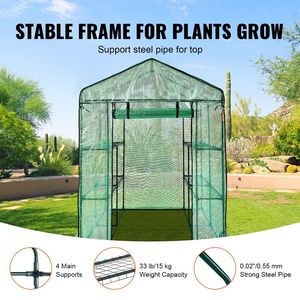 4.6 X 4.6 X 6.6 ft Walk-in Greenhouse High Strength PE Cover with Zipper Door Steel <b>Frame</b> Assembly Minutes for <b>Planting</b> Storage - Product Image 3
