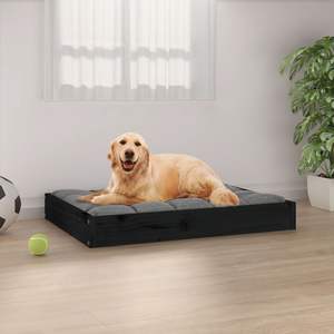 Lit pour chien en bois de pin massif durable, noir, 28,1 x 21,3 x 3,5 pouces, pour animaux de compagnie - Product Image 1