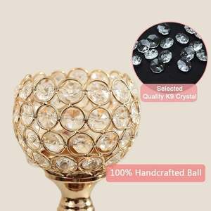 Candélabre doré avec porte-bougies en cristal à 5 bras, décoration d'intérieur, centre de table pour mariage - Product Image 4
