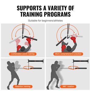 Gants d'entraînement de vitesse de frappe réglables Black Reflex, équipement d'entraînement de coordination et de réaction avec barre de rotation murale pour la boxe - Product Image 6