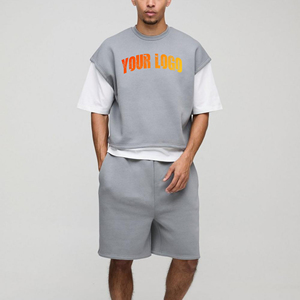 Vente en gros de ensembles t-shirt et short 100% coton pour hommes, 2 pièces, article très vendu pour l'été, vêtements décontractés, jogging, ensembles d'été pour hommes - Product Image 1