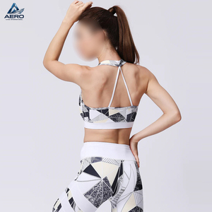 OEM ODM Service Good Supplier Newest Bulk Supply Women's 2-Piece Fitness Yoga Outfit Abstract Print Breathable Sports <b>Bra</b> - Product Image 5