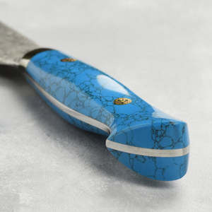 Meilleur Couteau de Cuisine en Acier Damas Ambidextre Personnalisable avec Manche en Résine Bleue, Compatible Lave-Vaisselle, Cadeau DIY pour Parents, OEM - Product Image 5