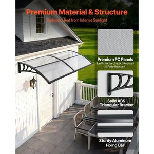 Tende da Sole per Porte e Finestre Esterne 38 x 78 Pollici con Staffa in ABS e Drenaggio per Protezione da Pioggia, Neve e Sole - Tettoie per Garage e Carport - Product Image 4