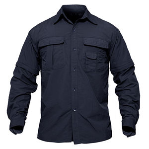 Camisas Polo Tácticas de Manga Larga para Hombre, de Secado Rápido, 100% Poliéster, con 3 Botones, Diseño Sólido - Product Image 2