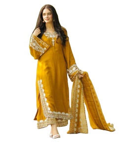 Trajes Salwar de 3 piezas de diseñador de seda romana de alta calidad ropa paquistaní asequible para mujeres listas para usar Salwar Kameez - Product Image 1