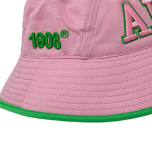 Chapeau Bob Brodé Rose et Vert en Maille Respirante Légère pour Femme – Idéal pour les Voyages en Extérieur et les Tenues Décontractées - Product Image 4
