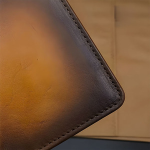 Burnished Tan <b>Bifold</b> Wallet Vintage Finish Cow Hide Multi Card Slot Wholesale Supply Distressed Pocket <b>Purse</b> Daily Travel Case - Product Image 5