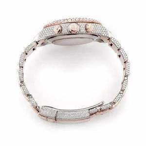 Luxury Iced Out Moissanite Watch Rose Gold <b>Automatic</b> Mechanical Diamond <b>Chronograph</b> Bust Down Wristwatch - Product Image 4