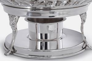 Elegante calentador de platos de acero inoxidable con efecto martillado plateado y patas ornamentadas para bodas y catering en el Medio Oriente - Product Image 2
