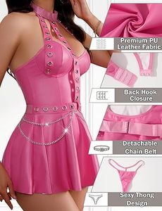 Conjunto de Body de Piel Sintética con Minifalda para Mujer, Diseño Personalizado, Ropa de Club, Ropa de Noche, Venta al Por Mayor, Directo de Fábrica - Product Image 3