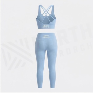 Conjunto de Yoga de 2 Piezas North Approach con Tirantes Cruzados, Cintura Alta, Largo Completo, Sin Costuras, Transpirable, Ropa Deportiva para Mujer - Product Image 2