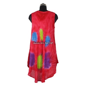 Vestido Largo Maxi de Rayón sin Mangas con Estampado Tie-Dye Estilo Western para Mujer, Hecho a Mano con Cuello Redondo y Sin Mangas - Product Image 5