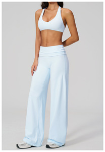 Conjunto de Yoga de 2 Piezas para Mujer, Ecológico, Transpirable, de Secado Rápido, Cintura Alta, Diseño Sólido, Holgado, para Ejercicio - Product Image 4