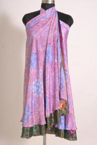 Falda Maxi Cruzada de Seda con Estampado Floral Vintage Hecha a Mano por Artesanos para Mujer - Product Image 3