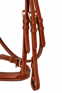 Equipo Ecuestre de Cuero Marrón de Primera Calidad, Brida para Caballo con Costuras Decorativas, Correas Ajustables y Hebillas Metálicas Resistentes - Product Image 4