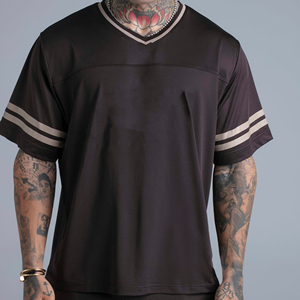 เสื้อยืดออกกำลังกายผู้ชายแบบรัดรูป แห้งเร็ว ระบายอากาศดี เหมาะสำหรับวิ่ง ฟิตเนส ทรงสั้น คอวี ใส่สบายในฤดูร้อน - Product Image 3