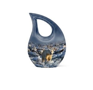 โกศบรรจุอัฐิรูปหยดน้ำพระอาทิตย์ตกสวยงาม พร้อมกางเขน สำหรับบรรจุอัฐิคน โกศโลหะขนาดเล็กสำหรับเก็บอัฐิเป็นที่ระลึก - Product Image 3