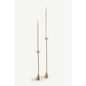 Brass <b>Taper</b> <b>Candle</b> Holder With Ridged Pattern Elegant Sculptural Metal Candlestick For Home Table Centerpiece Decoration - Product Image 3