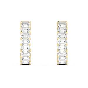 3Ct Emerald Cut Lab Grown Diamond Prong Set IGI Certified Women's <b>Hoop</b> <b>Earrings</b> 14K/18K <b>Solid</b> Gold Everyday Wear Classic Luxury - Product Image 1