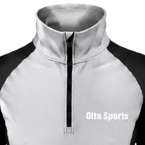 Women Quarter Zip Athletic <b>Top</b> Silver Black Long Sleeve Fitted Sports Training High Collar <b>Thumbhole</b> Performance Activewear - Product Image 6
