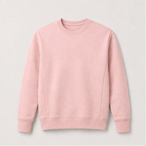 เสื้อสเวตเชิ้ตคอกลมทรงเข้ารูปผ้าคอตตอนเทอร์รี่น้ำหนักเบาสีชมพูพาสเทลสำหรับผู้ชาย รุ่น MCRW-0026 ปรับแต่งได้ - Product Image 1