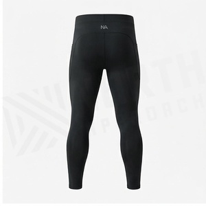 Collants de compression intégraux pour homme North Approach, taille haute, sans couture, noirs, anti-transpiration, respirants, vêtements de sport - Product Image 2