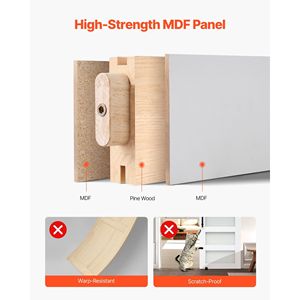 ประตูยุ้งฉางแบบเลื่อนกระจกฝ้าแผง MDF ขนาด32x84นิ้วพร้อมชุดฮาร์ดแวร์ - Product Image 6