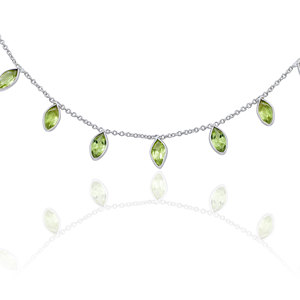Collar de Plata de Ley 925 con Peridoto, Corte Marquesa, Elegante, Joyería Fina, Regalo para Mujer, Venta al Por Mayor - Product Image 2