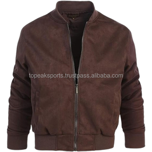 <b>Men's</b> <b>Brown</b> <b>Suede</b> Leather Bomber <b>Jacket</b> Stand Collar Zip Up Casual Vintage Fashion Winter Motorcycle <b>Jacket</b> Custom OEM Wholesale - Product Image 6