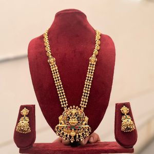 High Quality Traditional South Indian Ethnic Jade Bridal <b>Set</b> Zircon Flower Design 18K <b>Gold</b> Plated Third Party Wedding - Product Image 1