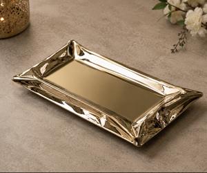 Ensemble de plateaux décoratifs de luxe en acier inoxydable, design à bords bruts, assiettes de service rectangulaires, écologiques, compatibles lave-vaisselle, pour table - Product Image 2