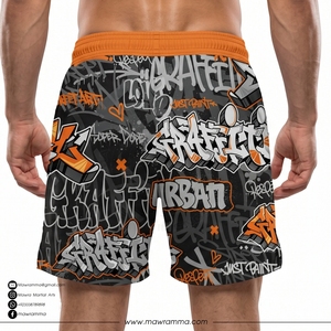 Pantalones Cortos Deportivos para Hombre con Estampado de Grafiti, Cintura Naranja, Secado Rápido, Poliéster, Estilo Urbano, para Natación, Entrenamiento, Gimnasio, Correr, Playa - Product Image 2