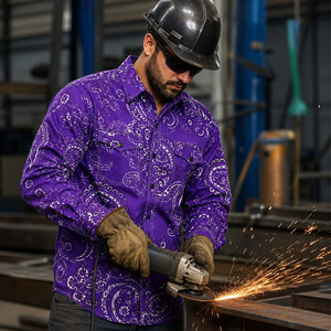 Hot sale Factory Supply NFPA 2112 Pearl Snap Button Welder Fire Retardant Flame Retardant FR Clothing <b>Welding</b> <b>Shirt</b> - Product Image 6