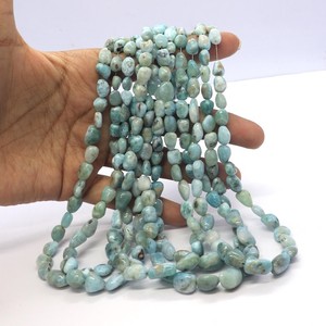 Perles de Larimar naturel AAA, lisses et irrégulières, 6-7 mm, pierres précieuses bleues, perles lisses polies, brin de 16 pouces pour la création de bijoux - Product Image 2