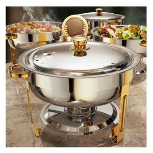Luxury Insulated Stainless Steel Roll Top Chafing Dish Gold Handles <b>Ceramic</b> Non-Stick Coating Oven Dishwasher Safe 33cm Buffet - Product Image 4