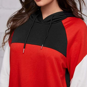 Women Color Blocking Hooded <b>Tracksuit</b> Full Sleeve Casual Joggers Set Breathable Polyester Cotton Autumn Wear - Product Image 6