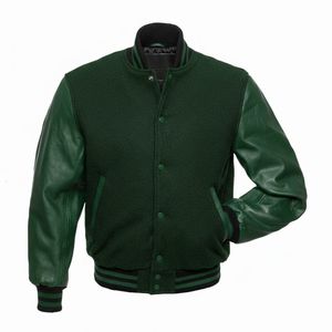 Veste universitaire en cuir avec logo personnalisé, fermeture à boutons, style décontracté, design léger et pliable pour une utilisation en extérieur et au quotidien - Product Image 1