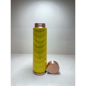 Handcrafted Pure Copper Water Bottle with Printed Yellow Abstract Design Leak-Proof Ayurvedic Health Bottle for Gym Yoga & Gift - Product Image 6