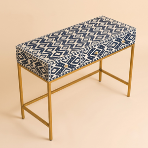 Console moderne traditionnelle faite à la main avec incrustations en os et 3 tiroirs, table d'entrée pour la décoration et l'ameublement de la maison - Product Image 3