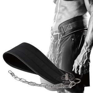 synthetic leather new Weight Lifting Dipping <b>Belt</b> Dip <b>Chain</b> Pull Ups - Product Image 2