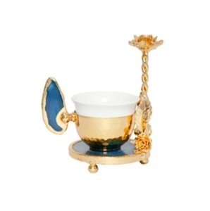 Traditional look Metal Tea Coffee <b>Cup</b> and Saucer in Brass Gold Finished Best Quality Tabletop Serving Tea <b>Cup</b> and Saucer - Product Image 2