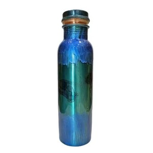 Botella de Agua Bohemia de Cobre con Diseño Degradado Azul Verde, Ideal para Viajes - Product Image 1