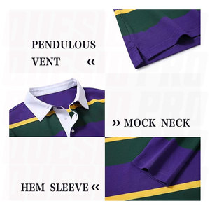 Chemise classique en tricot avec logo brodé personnalisé, manches longues, polo de rugby de haute qualité, coton épissé, polos de rugby personnalisés, vêtements d'équipe personnalisés - Product Image 4